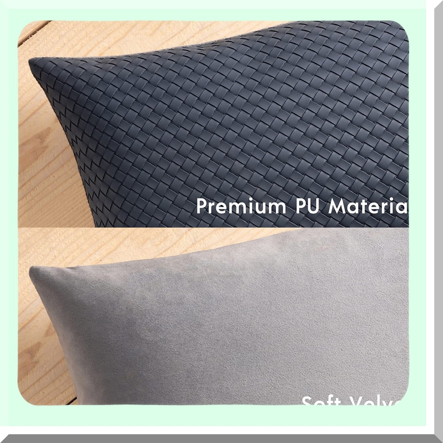 Leather Weave Pillow Duo - Modern Farmhouse Decor Set of 2 Dark Grey Throw Pillow Covers for Couch, Outdoor Patio, 18x18 Inches