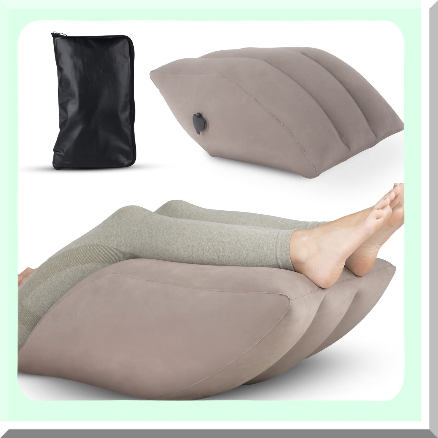 ElevateEase Leg Wedge Pillow - Portable Inflatable Leg Rest for Improved Blood Circulation and Recovery, Includes Storage Bag, Breathable Suede Fabric