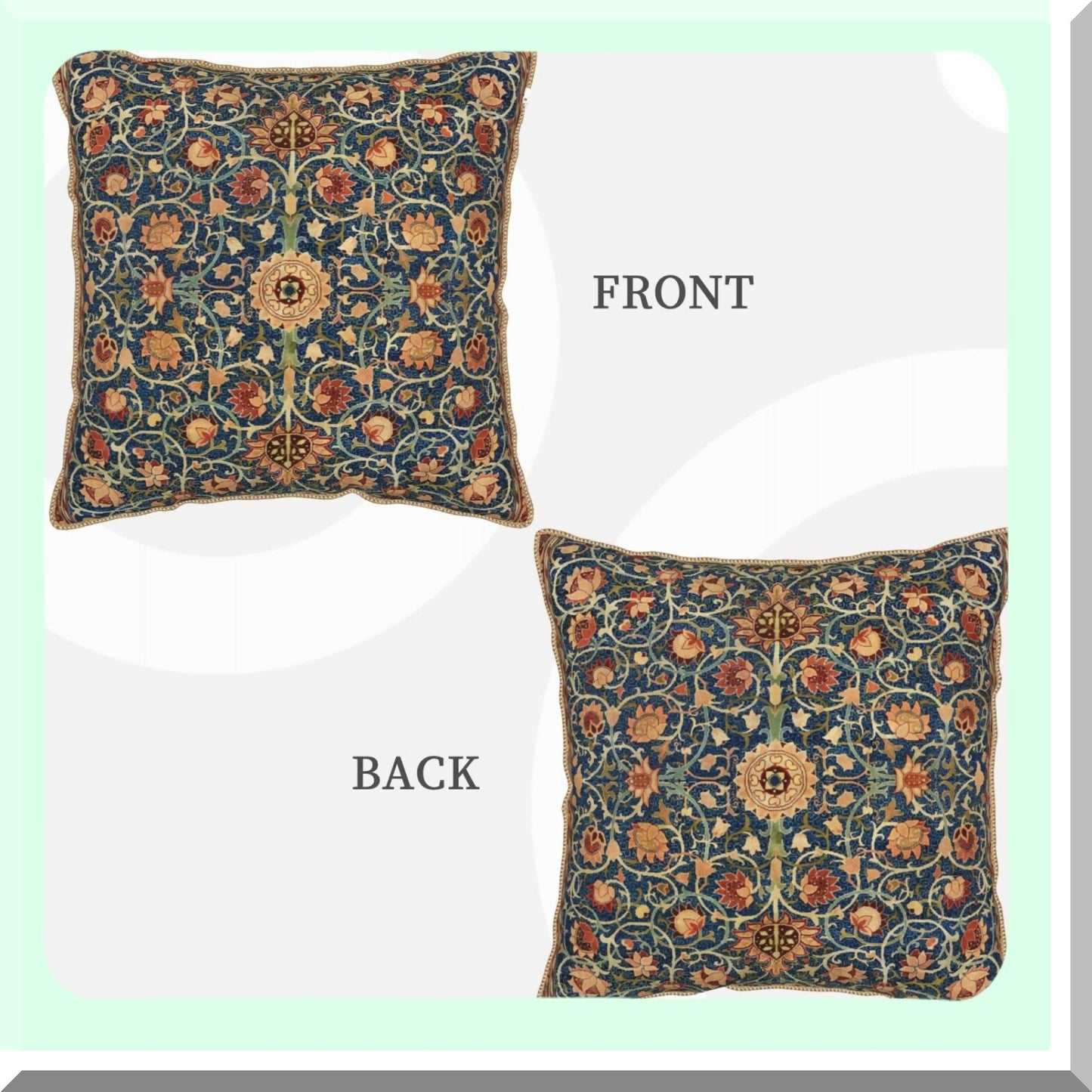 Vintage Floral Velvet Throw Pillow Covers - Art Deco Square Cushion Case for Home Decor - 18"X18" Indoor/Outdoor Sofa, Bed, Living Room, Car
