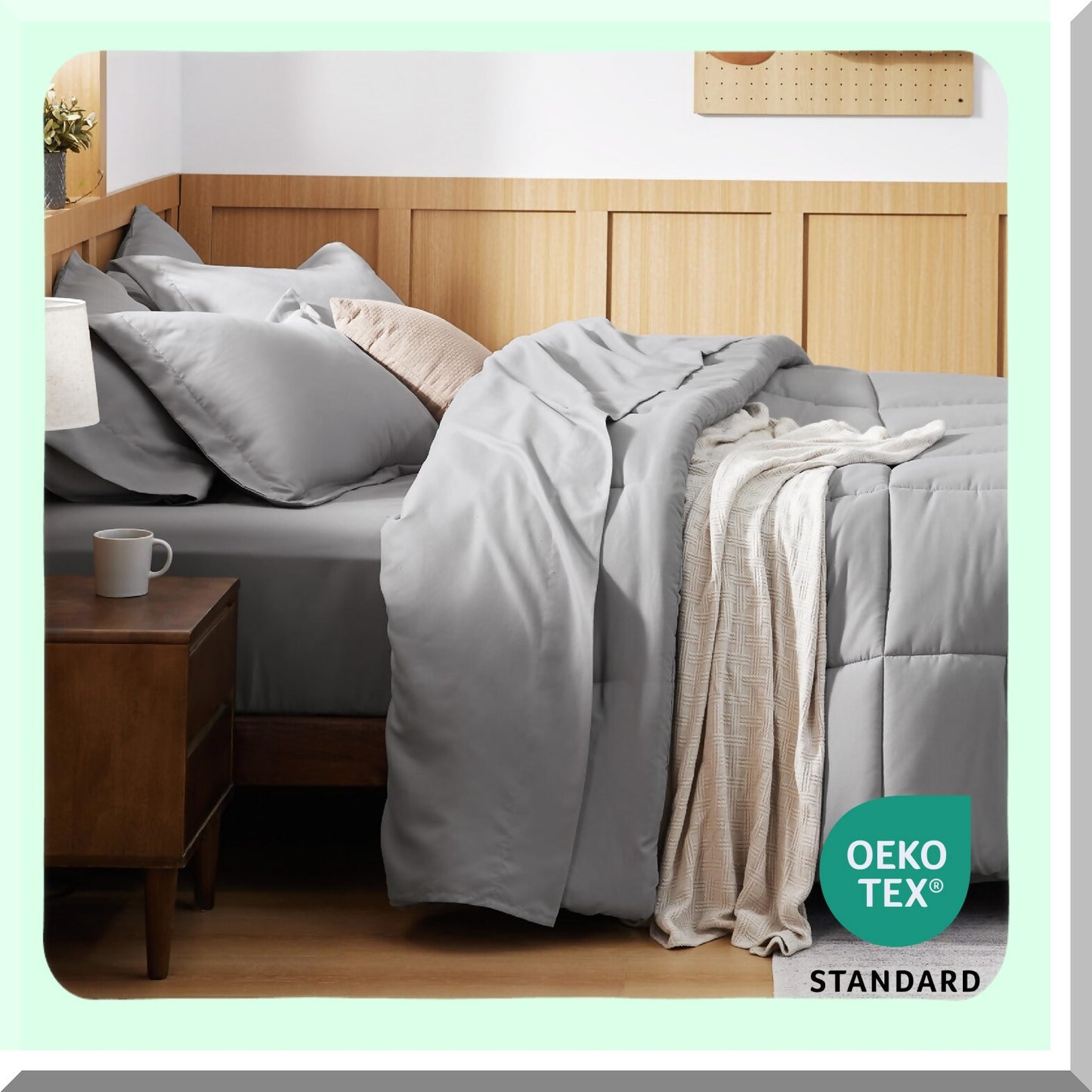 Luxury Grey Comforter Set - 7 Piece Bedding Bundle with Quilted Comforters, Sheets, Pillowcases & Shams - Cozy Bed in a Bag for Ultimate Comfort & Style