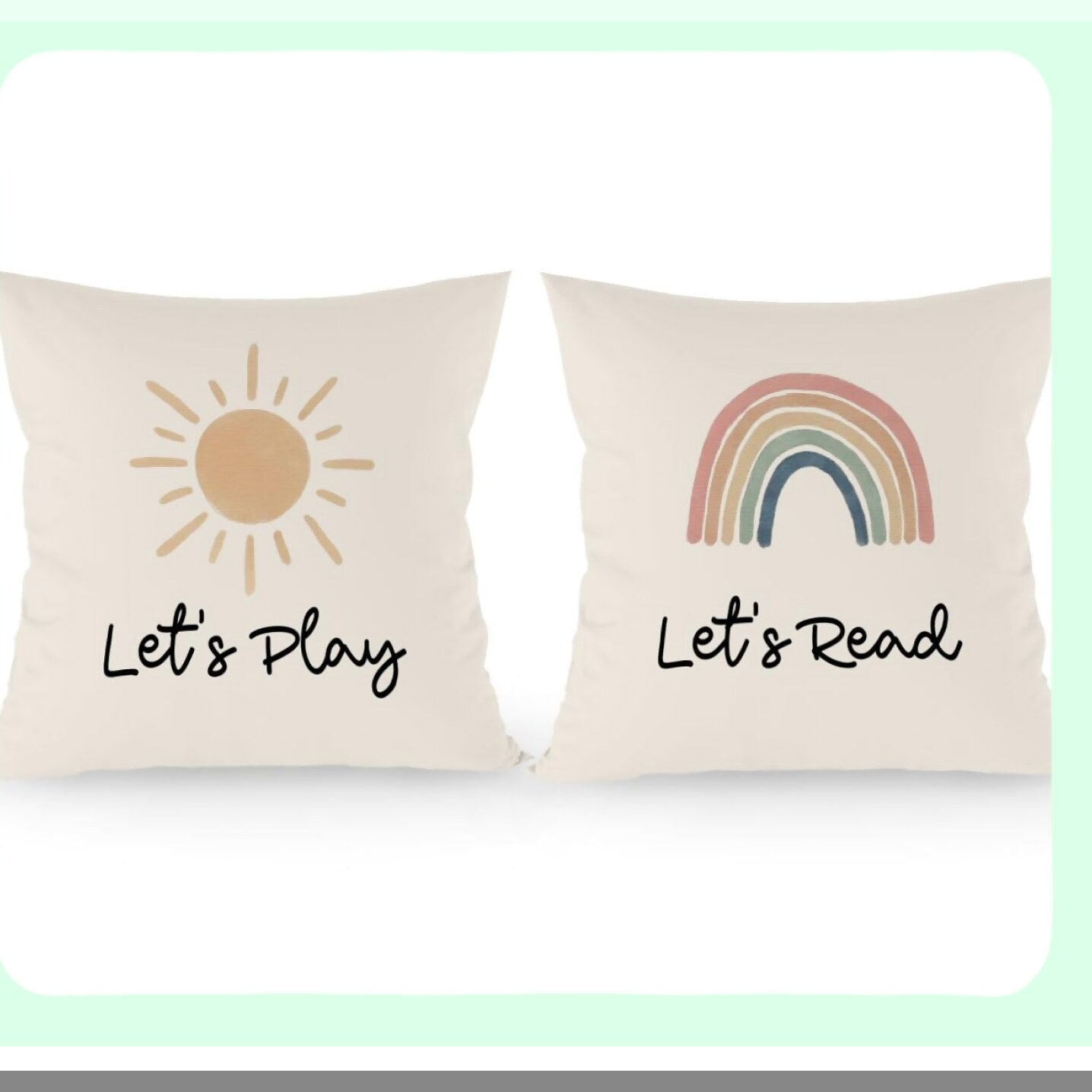 Sunshine Rainbow Inspirational Quotes Throw Pillow Covers - Boho Decorative Cushion for Nursery & Kids Room - Reading Lovers Gifts - 18x18 Inch Set of 2