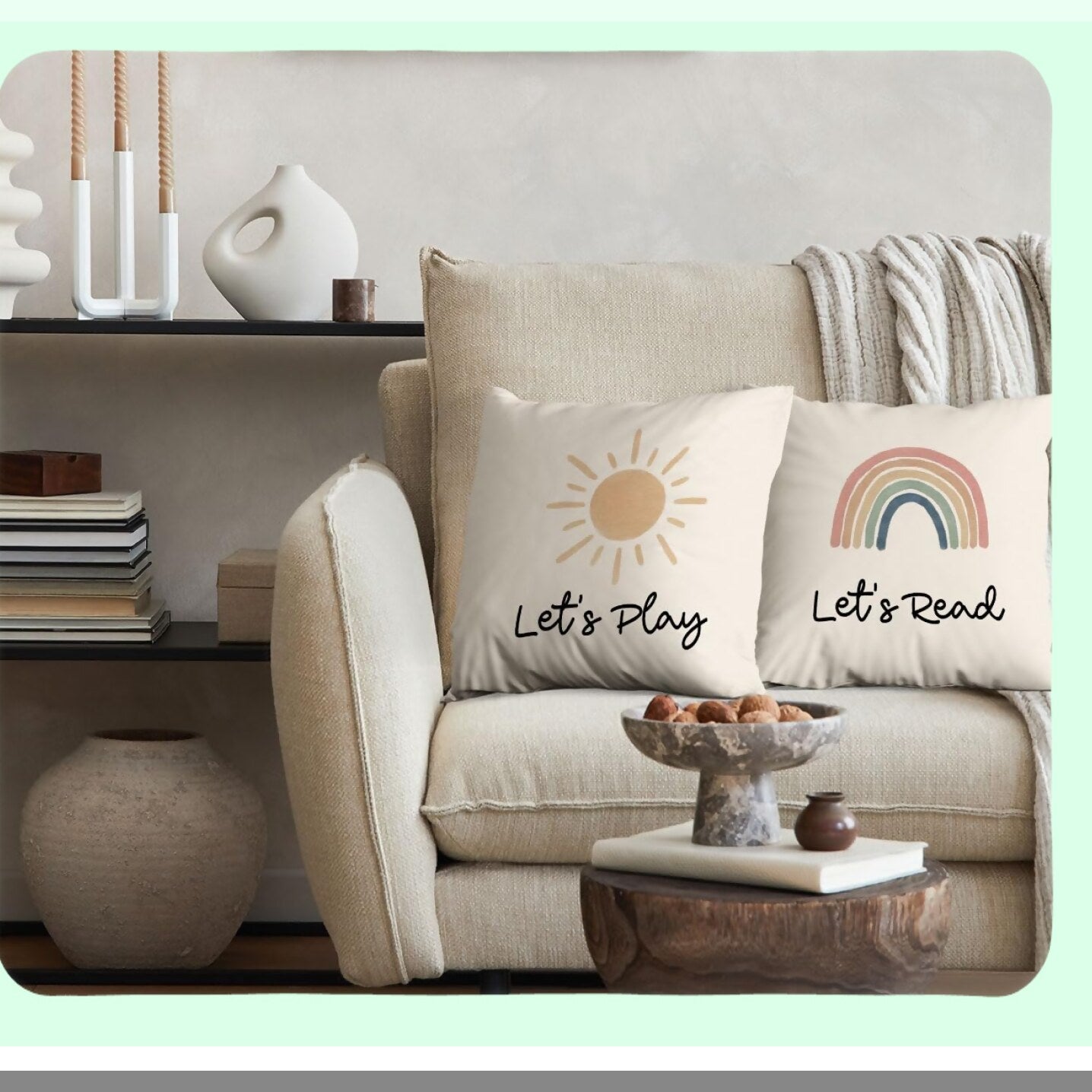 Sunshine Rainbow Inspirational Quotes Throw Pillow Covers - Boho Decorative Cushion for Nursery & Kids Room - Reading Lovers Gifts - 18x18 Inch Set of 2