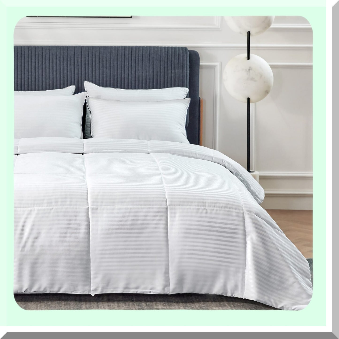CoolBreeze Quilted Comforter - Lightweight Duvet Insert with Corner Tabs for Queen Size Bed - Ultra Soft Down Alternative - Cooling Technology - White