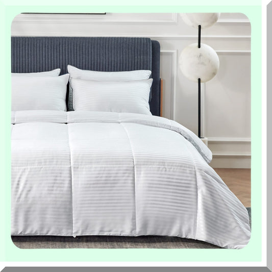 CoolBreeze Quilted Comforter - Lightweight Duvet Insert with Corner Tabs for Queen Size Bed - Ultra Soft Down Alternative - Cooling Technology - White