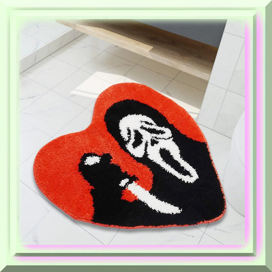 Black Red Skull Bathroom Rug 26x24 inches