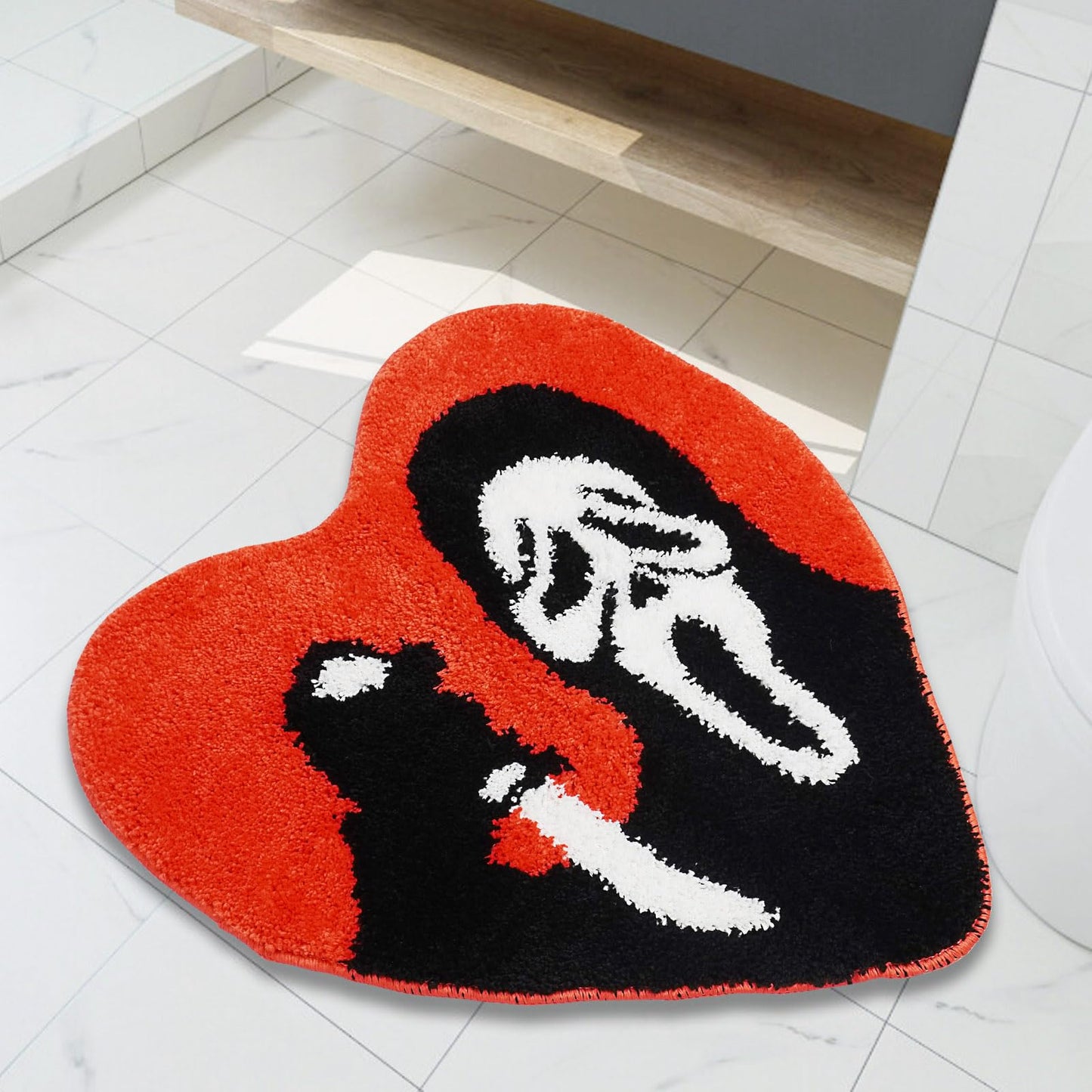 Black Red Skull Bathroom Rug 26x24 inches