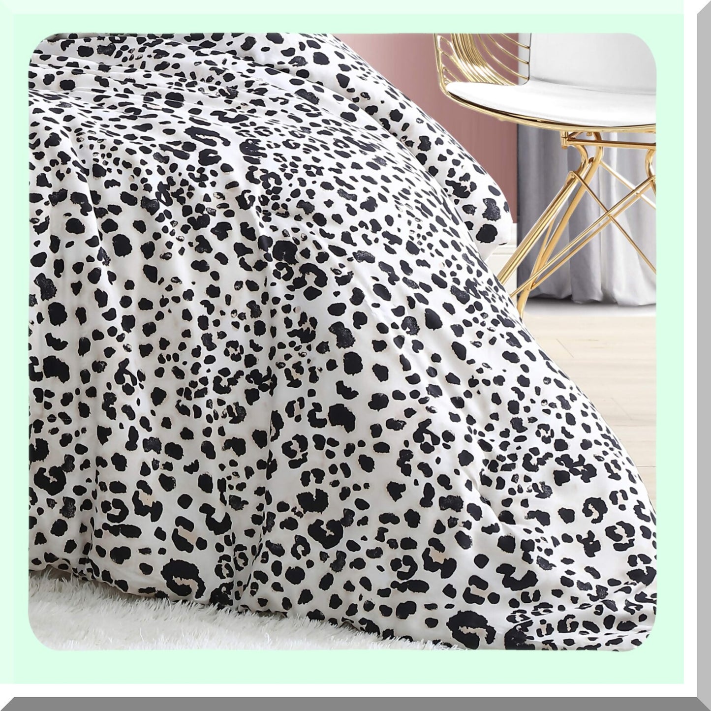 Water Leopard Reversible Comforter Set - Twin Size Bedding with Matching Sham, All Season Home Decor in White - Soft & Cozy Twin Comforter