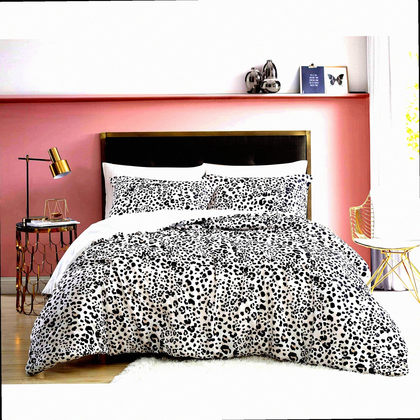 Water Leopard Reversible Comforter Set - Twin Size Bedding with Matching Sham, All Season Home Decor in White - Soft & Cozy Twin Comforter
