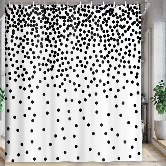 Black and White Polka Dot Shower Curtain 71x71 Inches