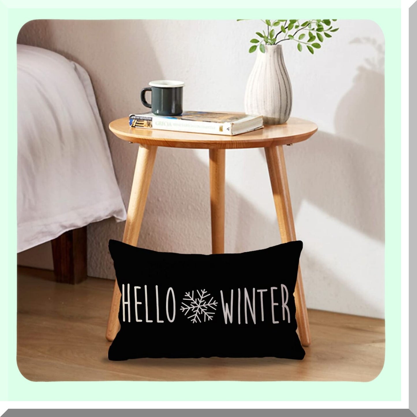 Winter Wonderland Lumbar Pillow Covers - Set of 2 Black Merry&Bright Decorative Throw Pillowcases for Sofa/Couch/Porch - 12x20 Inches Holiday Decor