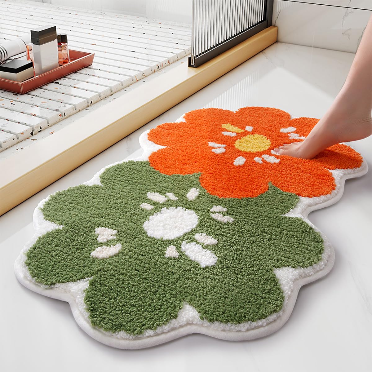 Orange Bathroom Carpet 31.5"x18.5" Microfiber Non Slip