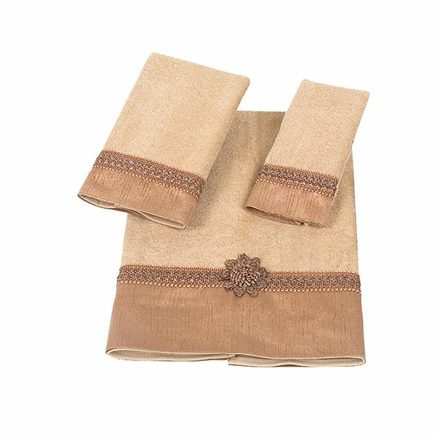 3pc Cotton Towel Set with Braided Medallion