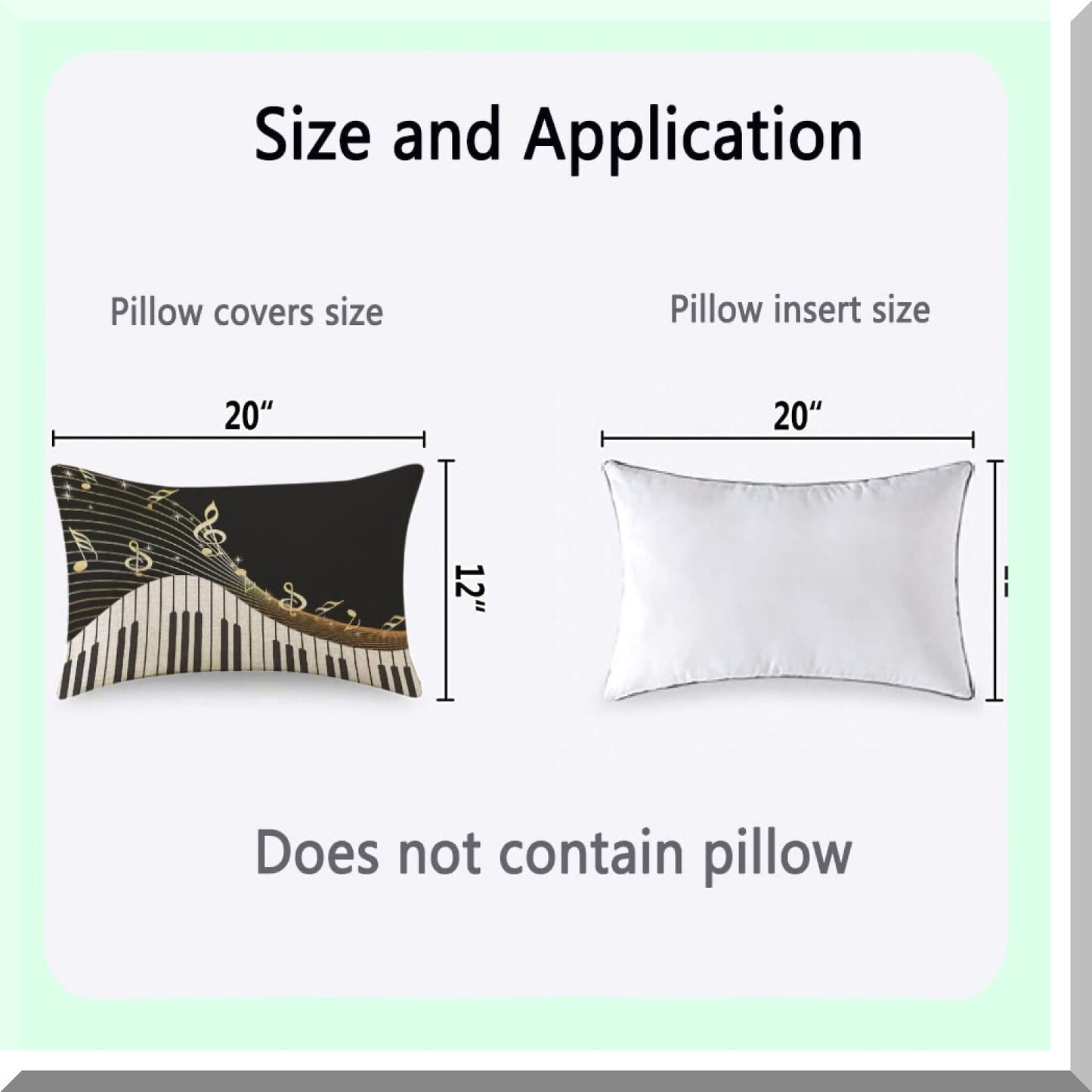 Melodic Twinkle Piano Music Note Cushion Cover - Black Linen Sofa Bed Car Pillow Case 12 x 20 inch