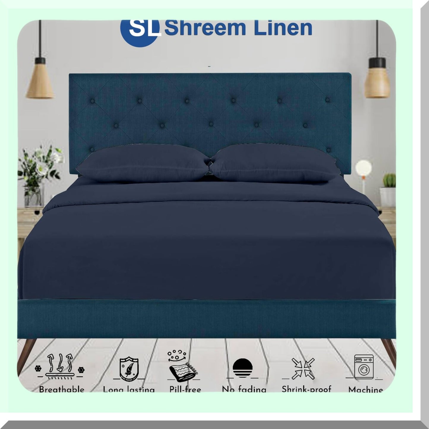 UltraFlex Split Top Sheets - Microfiber Flex Head 34" Navy Blue Sheets (4 PCs) - Ultra-Soft Bed Sheets for Sleep Number Bed - Fits Up to 15" Deep