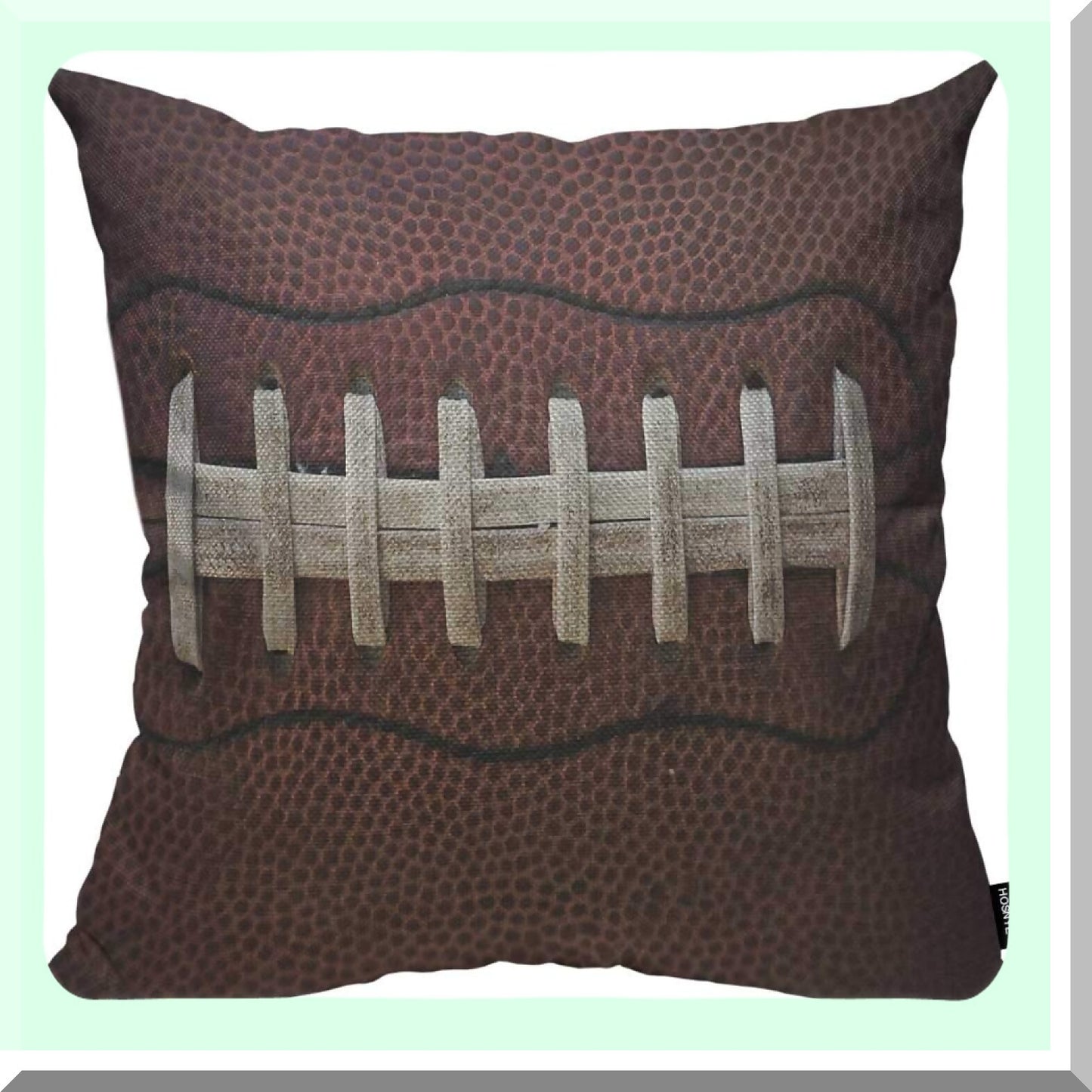 Sports Lace Detail Throw Pillow Cover - Football Ball Design for Home Sofa Decor - 18x18 Inch Cotton Linen Cushion Case
