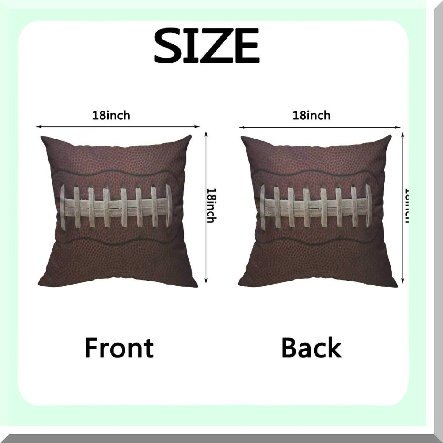 Sports Lace Detail Throw Pillow Cover - Football Ball Design for Home Sofa Decor - 18x18 Inch Cotton Linen Cushion Case