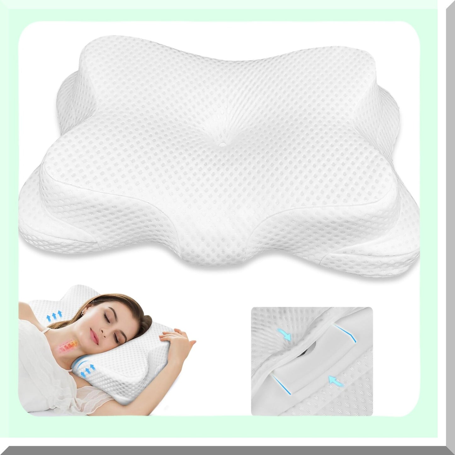 ErgoRest Contour Memory Foam Pillow - Neck & Shoulder Pain Relief, Side Sleeper Pillow for Adults, Cervical Support, 2 Heights for Back & Stomach Sleepers