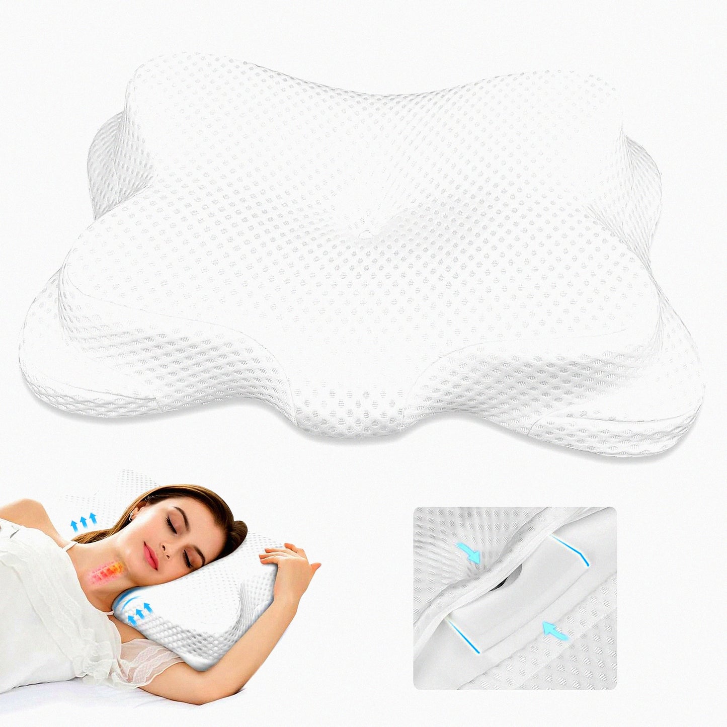 ErgoRest Contour Memory Foam Pillow - Neck & Shoulder Pain Relief, Side Sleeper Pillow for Adults, Cervical Support, 2 Heights for Back & Stomach Sleepers