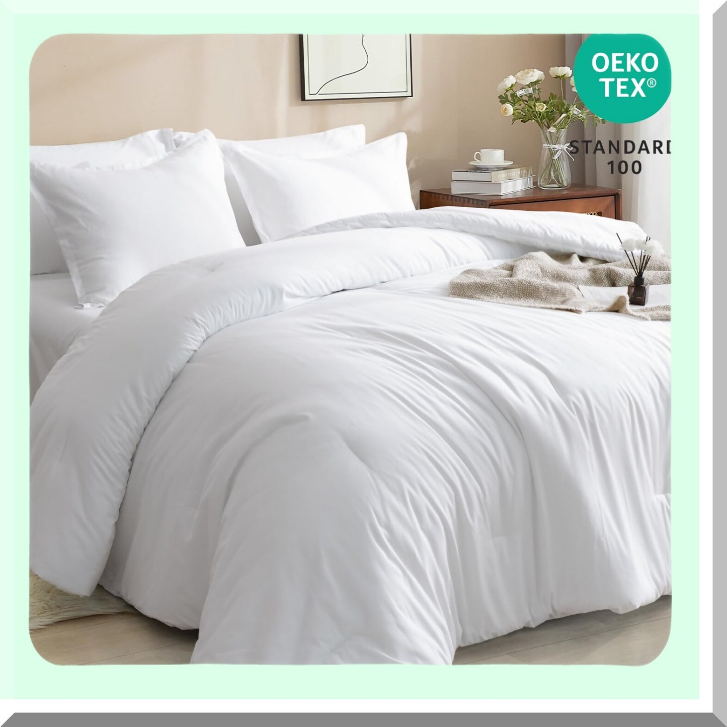 Luxury Cloud 7-Piece Bedding Set - Ultra Soft Comforter, Sheets, Pillowcases, Shams - All Season Lightweight California King Bed in A Bag - White