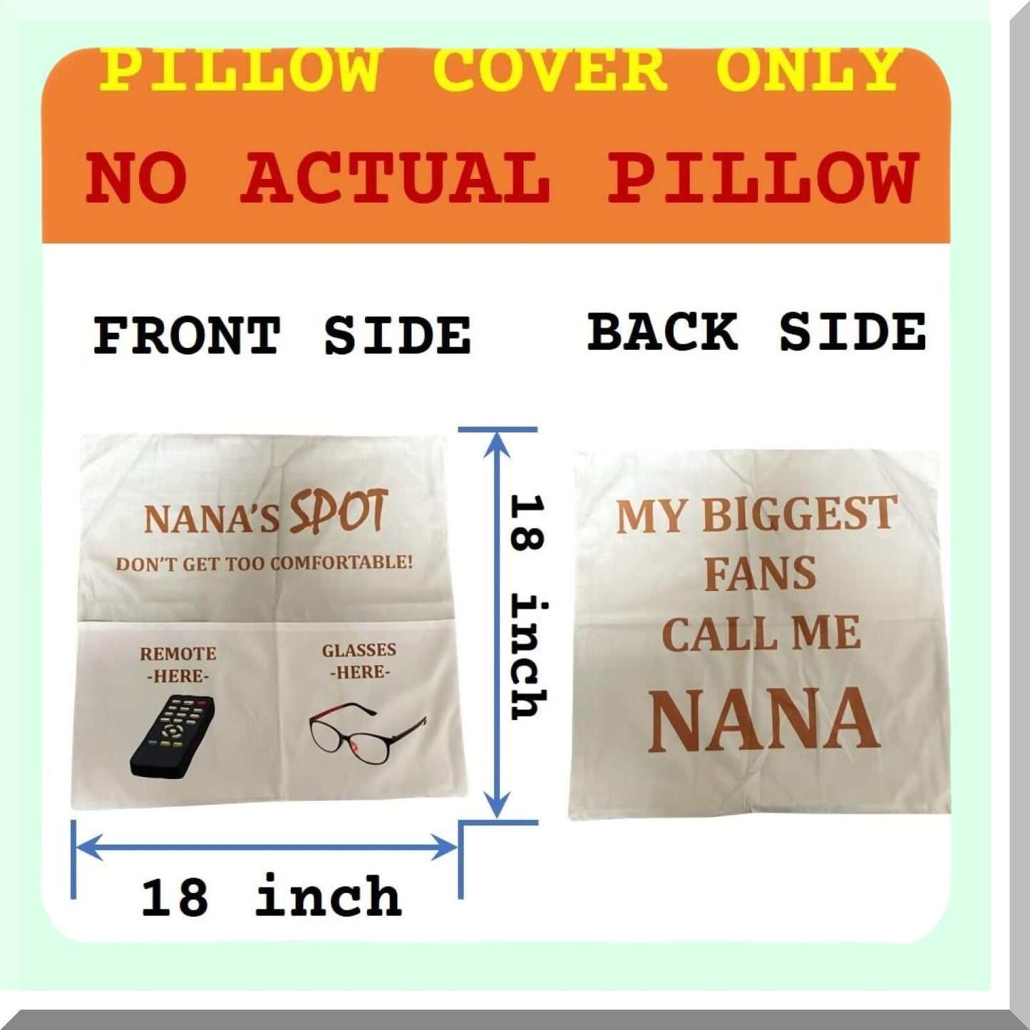 Engraved Nana Throw Pillow Covers & Spoon Set - Grandma Gifts for Granny Gigi Mimi - 2-Pocket 18x18 Inch Birthday Stocking Stuffers - Grandmother's Day Special