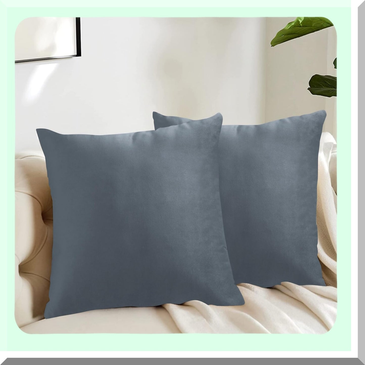 Luxury Velvet Cushion Covers - Set of 2 Soft Decorative Throw Pillow Cases for Couch Sofa Bedroom Car Office Chair - 20x20 Inches Square Pillows