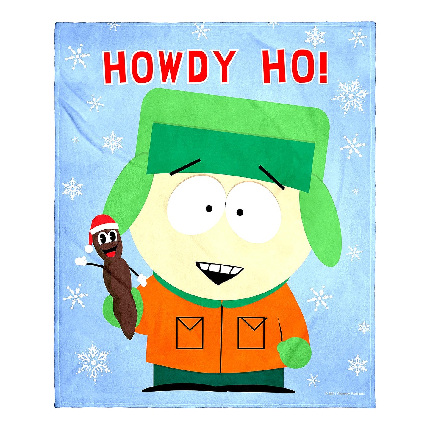 Holiday Howdy Ho Silk Touch Plush Blanket - South Park Mr. Hanky & Kyle Edition