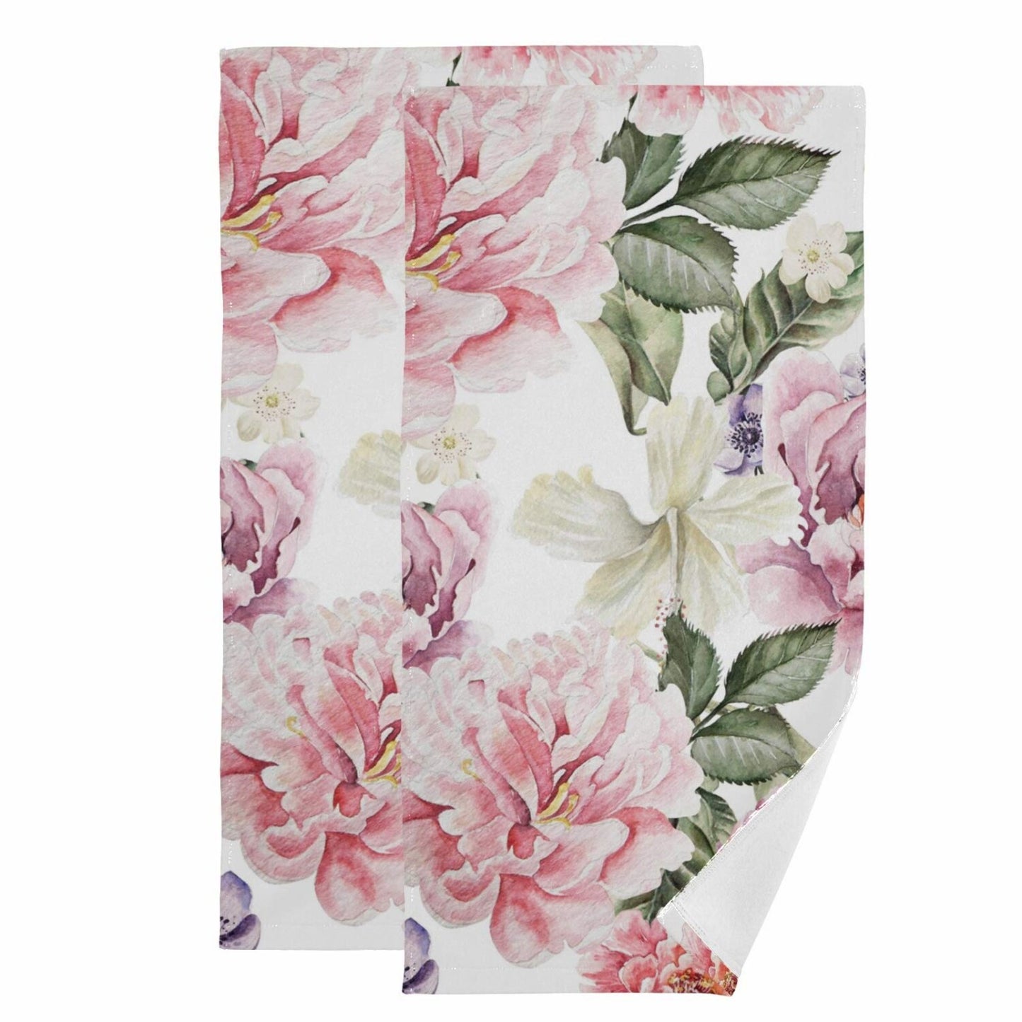 Washcloths Set of 2 Pink Floral 28x14 inch