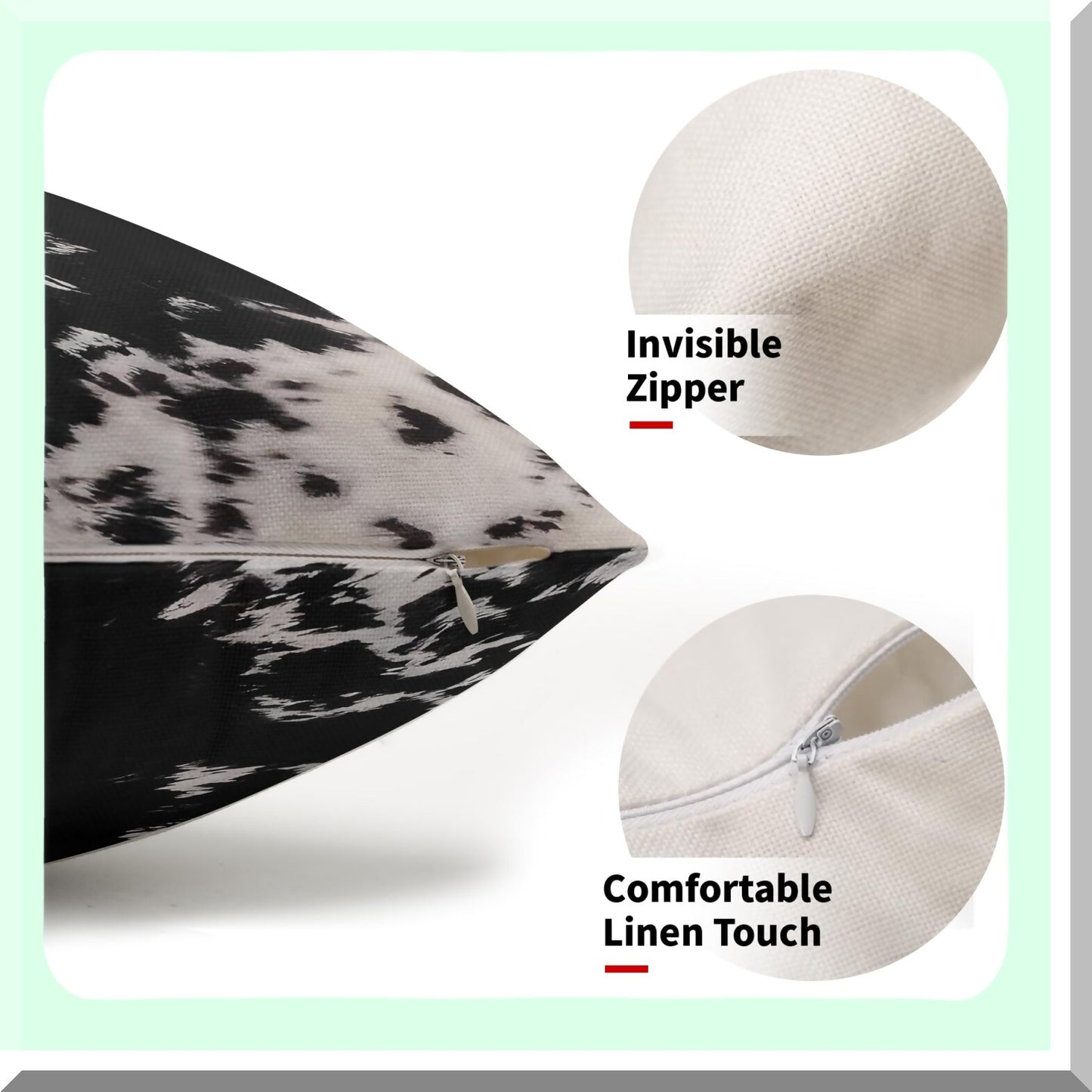 Cow Spot Lumbar Pillow Set - Farmhouse Decorative Rectangle Cases - Western Home Cotton Linen Throw Pillows - Bedroom Sofa Couch Outdoor - Black White 12X20 Inch