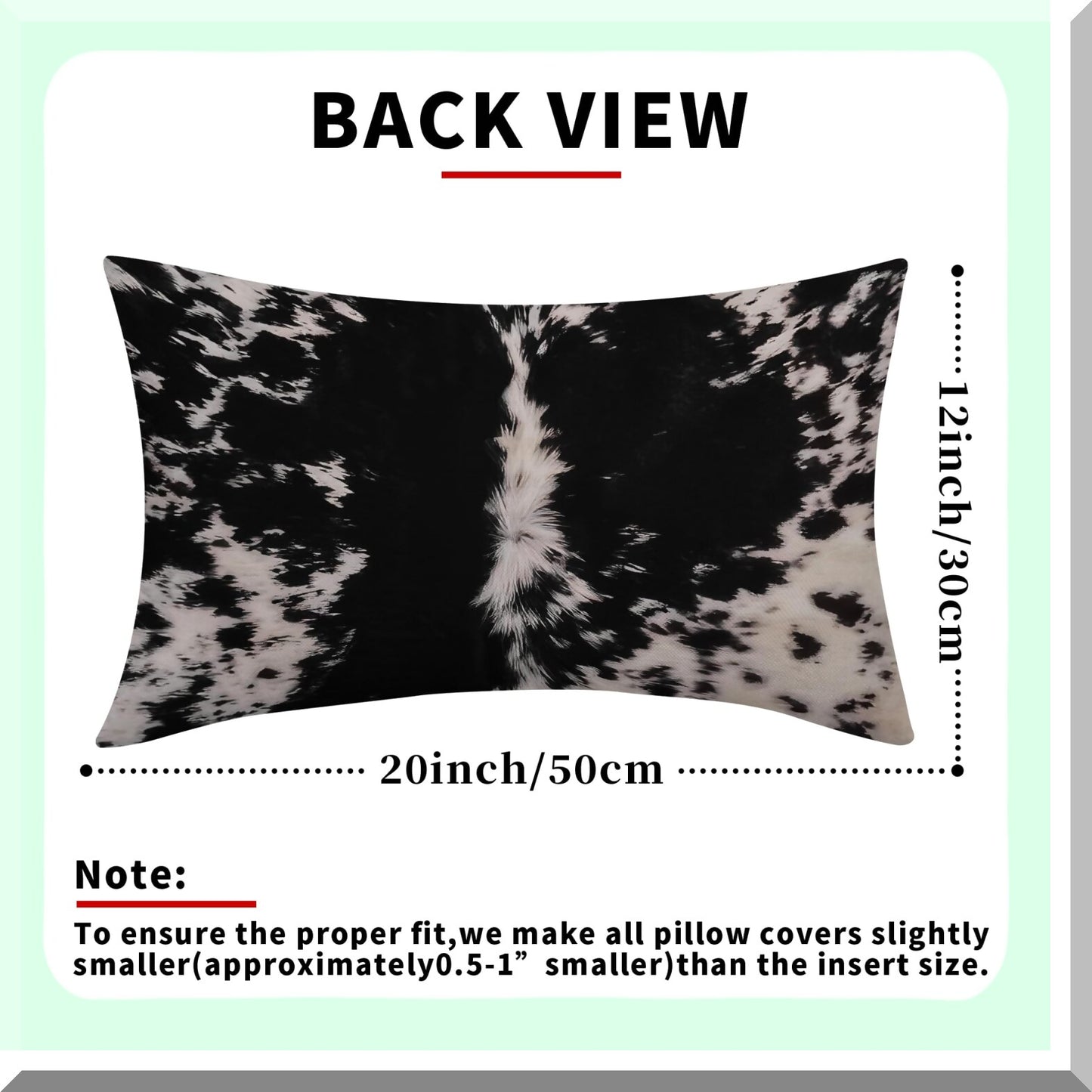 Cow Spot Lumbar Pillow Set - Farmhouse Decorative Rectangle Cases - Western Home Cotton Linen Throw Pillows - Bedroom Sofa Couch Outdoor - Black White 12X20 Inch