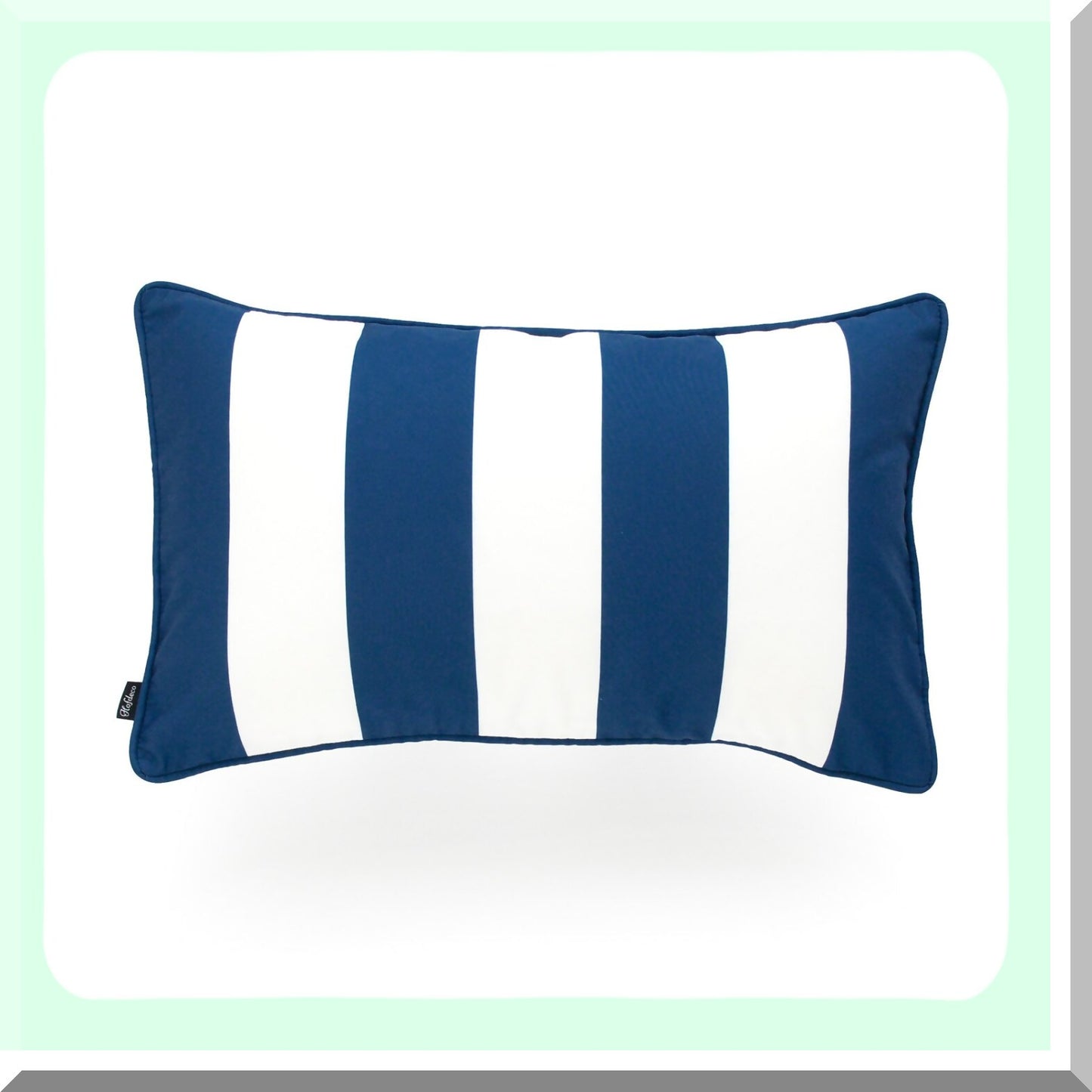 WaterGuard Navy Blue Striped Lumbar Pillow Cover - Indoor Outdoor Decor - 12"x20" Water Resistant Canvas - Home Accent - Patio Cushion Cover