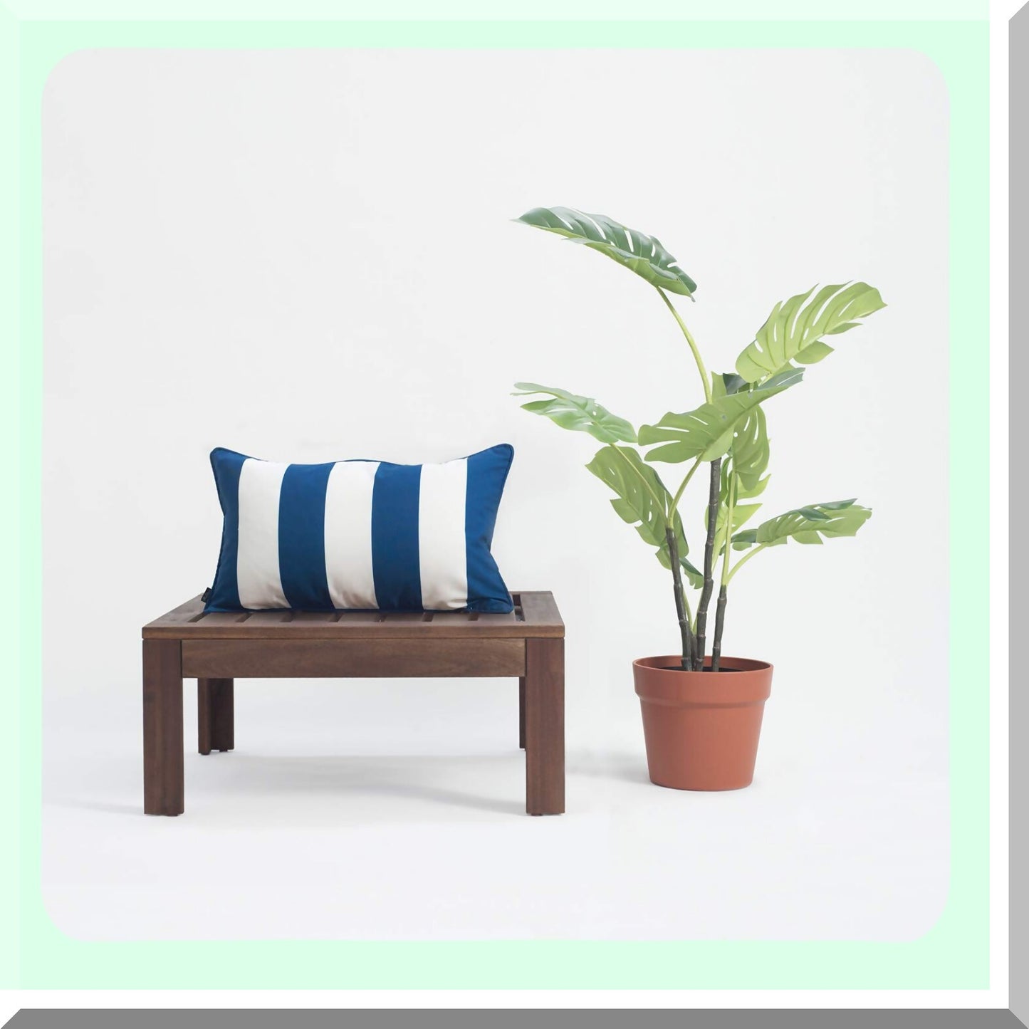 WaterGuard Navy Blue Striped Lumbar Pillow Cover - Indoor Outdoor Decor - 12"x20" Water Resistant Canvas - Home Accent - Patio Cushion Cover