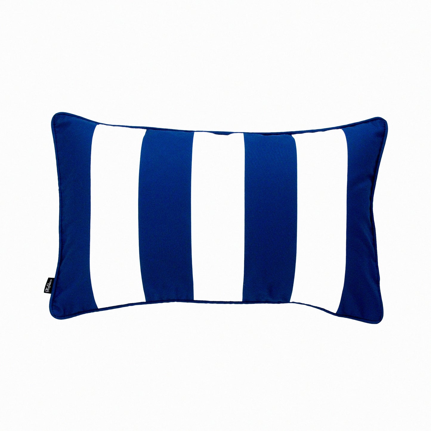 WaterGuard Navy Blue Striped Lumbar Pillow Cover - Indoor Outdoor Decor - 12"x20" Water Resistant Canvas - Home Accent - Patio Cushion Cover