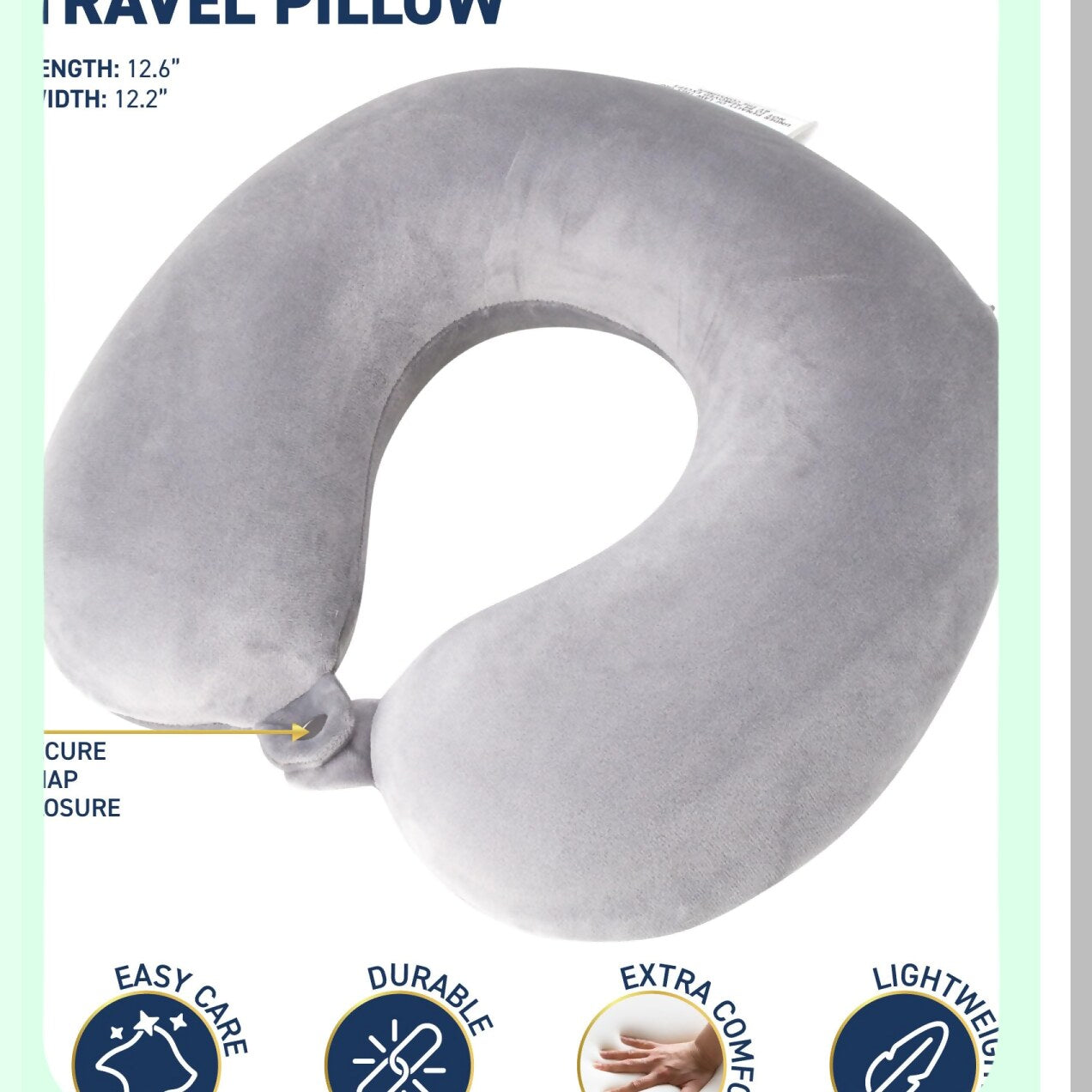 Ultimate Comfort Travel Neck Pillow - Memory Foam Support for Vacations, Airplanes, Trains, Buses, Cars - Dark Grey - Neck Pain Relief & Relaxation