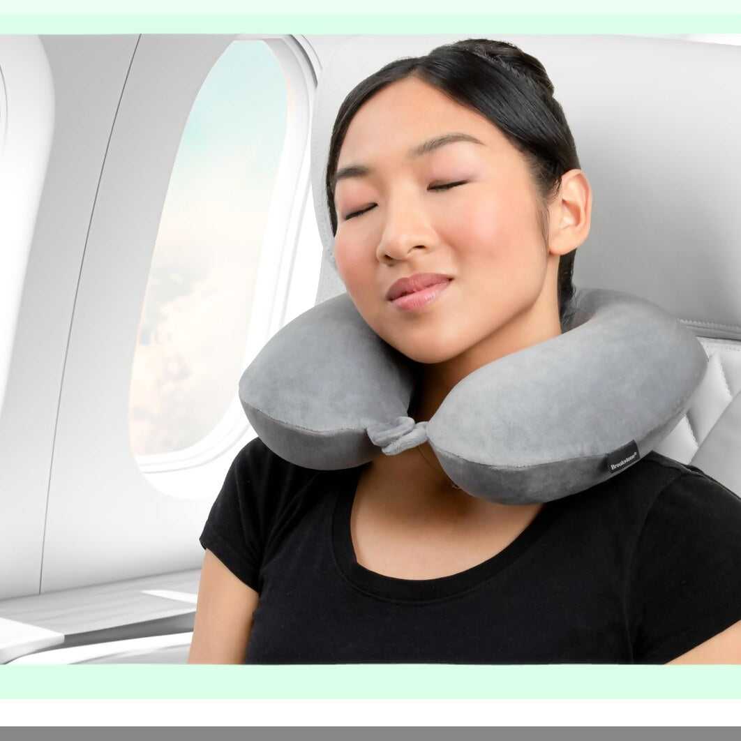 Ultimate Comfort Travel Neck Pillow - Memory Foam Support for Vacations, Airplanes, Trains, Buses, Cars - Dark Grey - Neck Pain Relief & Relaxation