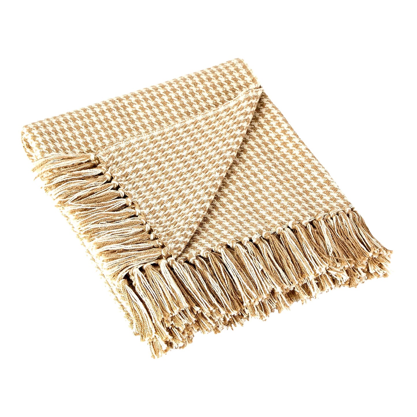 California Comfort Houndstooth Woven Throw Blanket, Stone Gray, 50x60