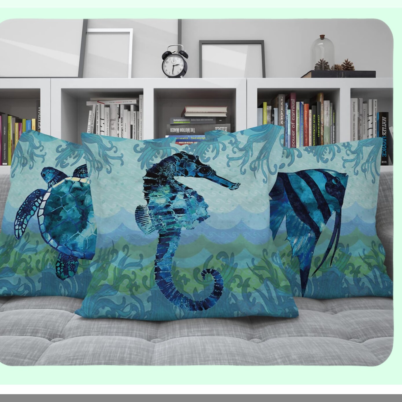 Summer Breeze Coastal Pillow Covers 18x18 - Set of 4 Outdoor Patio Decor Cushion Cases for Couch Sofa - Blue Green Beach Home Decor