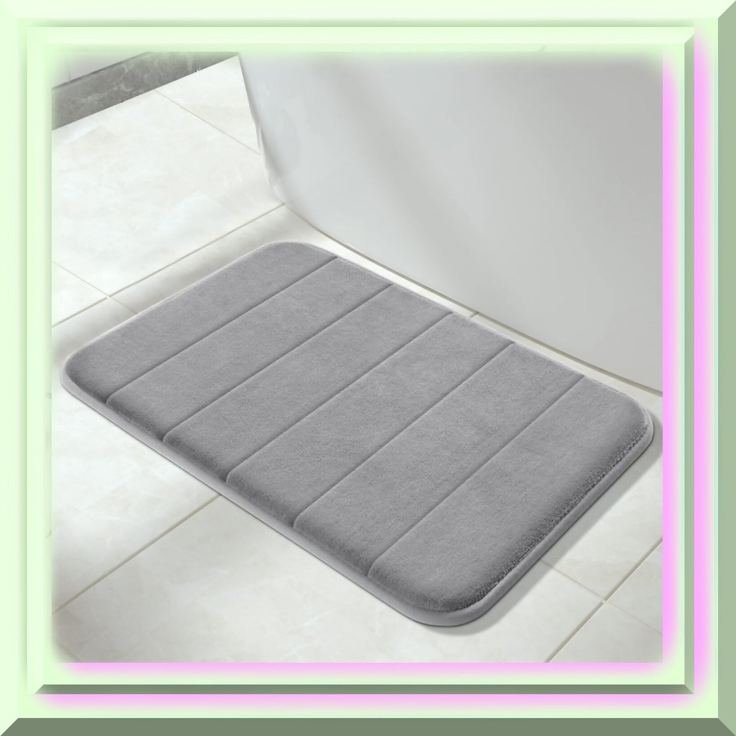 Memory Foam Bath Mat Rug 24x17 Inches Grey