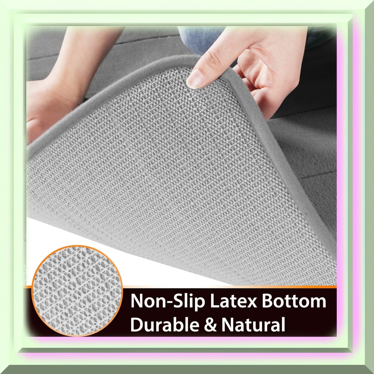 Memory Foam Bath Mat Rug 24x17 Inches Grey
