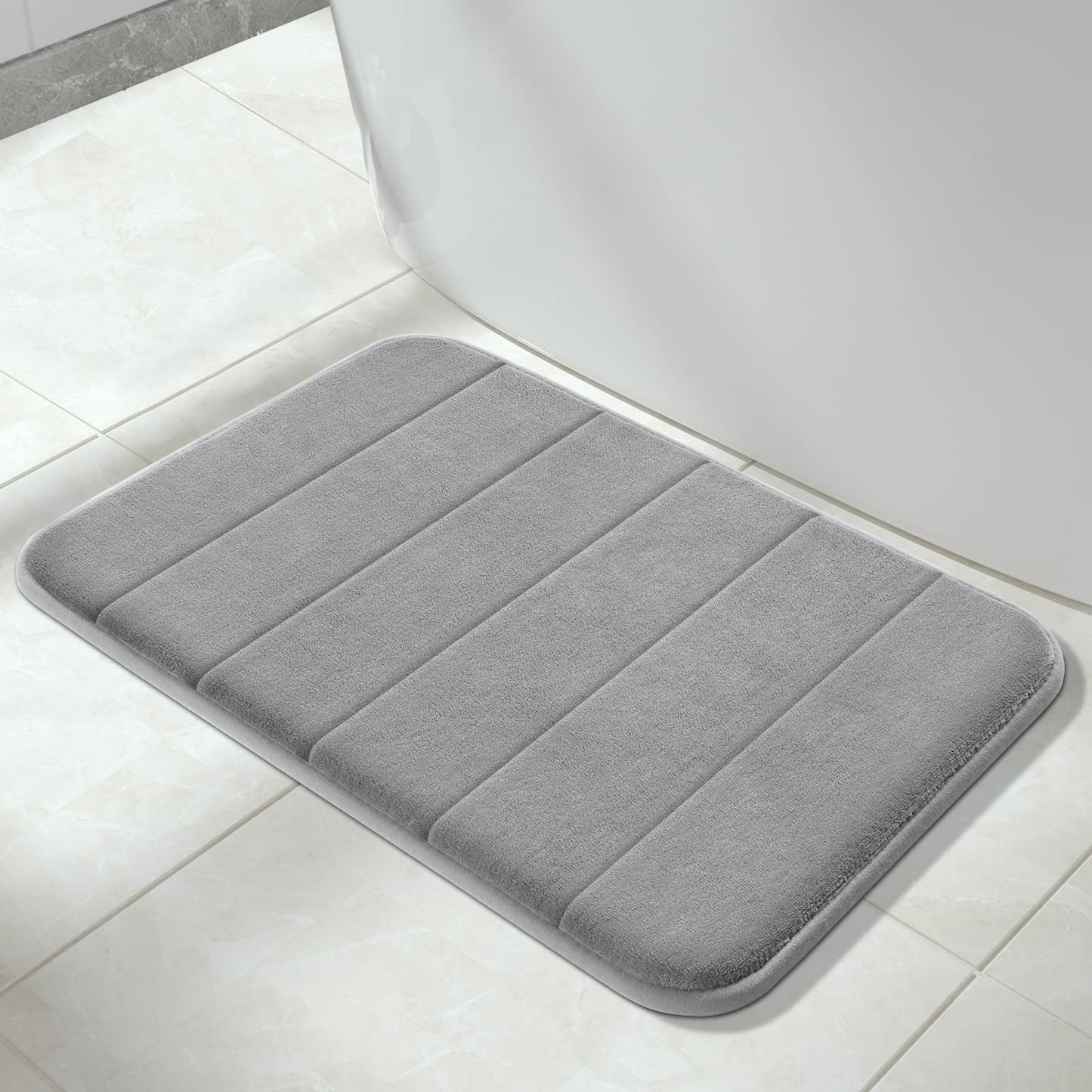 Memory Foam Bath Mat Rug 24x17 Inches Grey