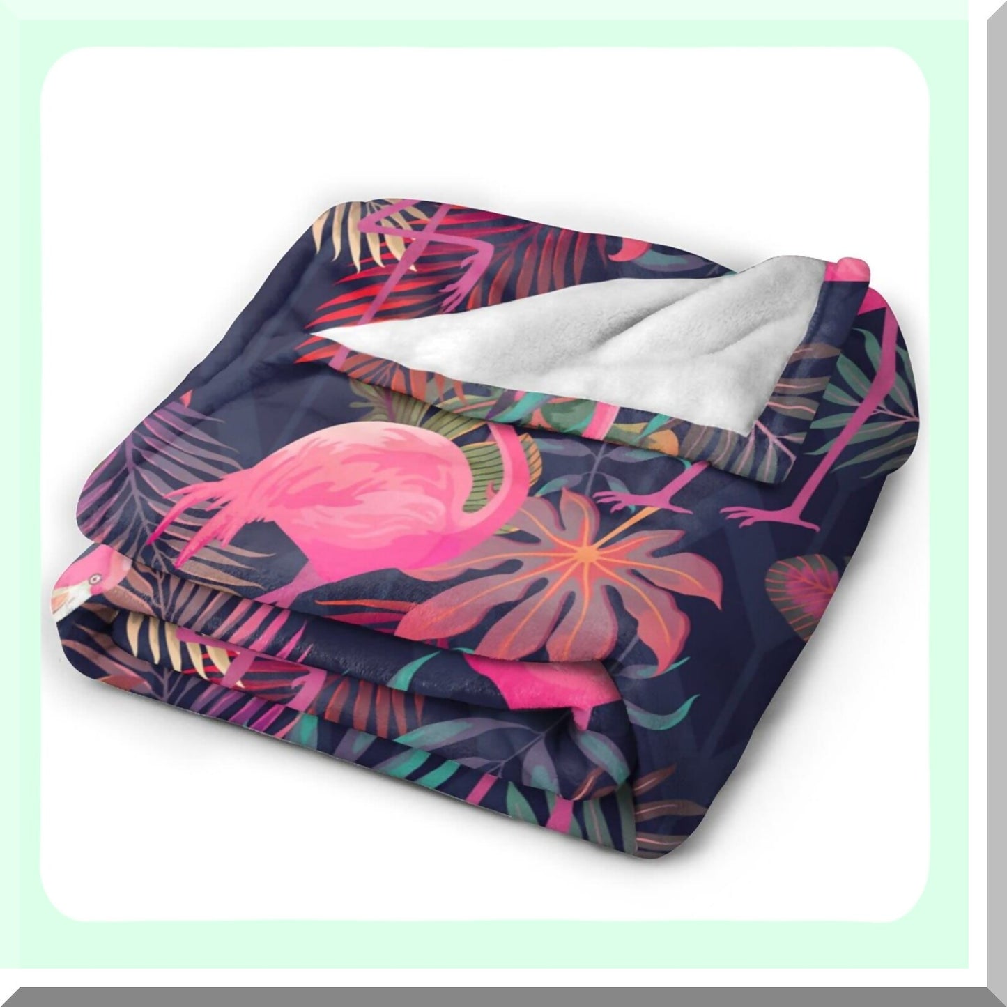 Tropical Bliss Flamingo & Palm Throw Blanket - Ultra Soft, All-Season Decorative Fleece for Bed, Chair, Car, Sofa, Couch, Bedroom - 50"x40""