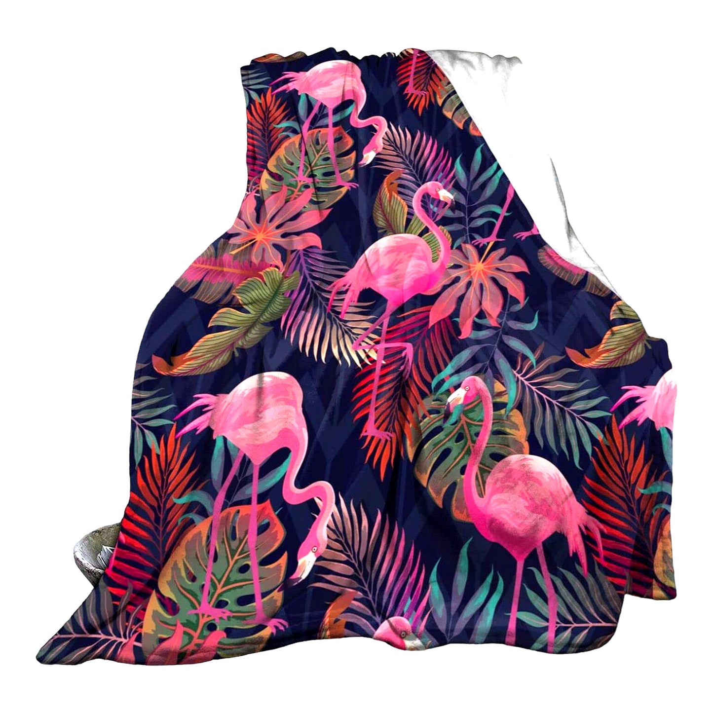 Tropical Bliss Flamingo & Palm Throw Blanket - Ultra Soft, All-Season Decorative Fleece for Bed, Chair, Car, Sofa, Couch, Bedroom - 50"x40""