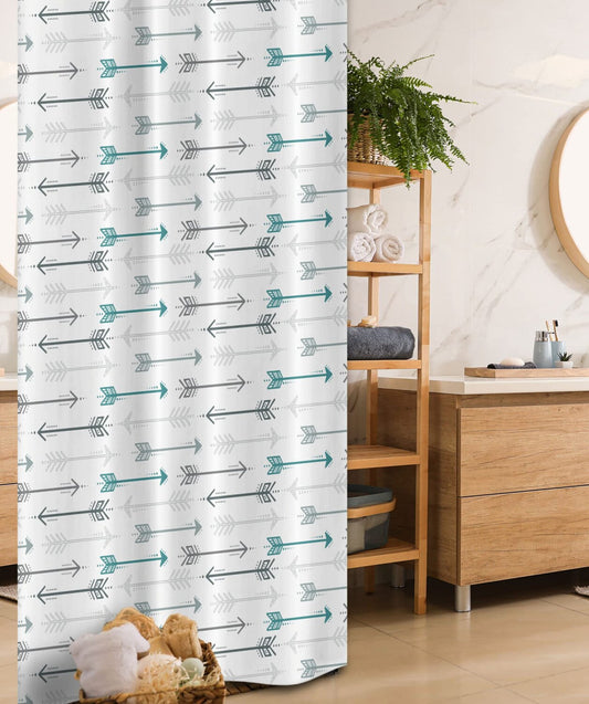 Teal Retro Arrow Shower Curtain 36x72