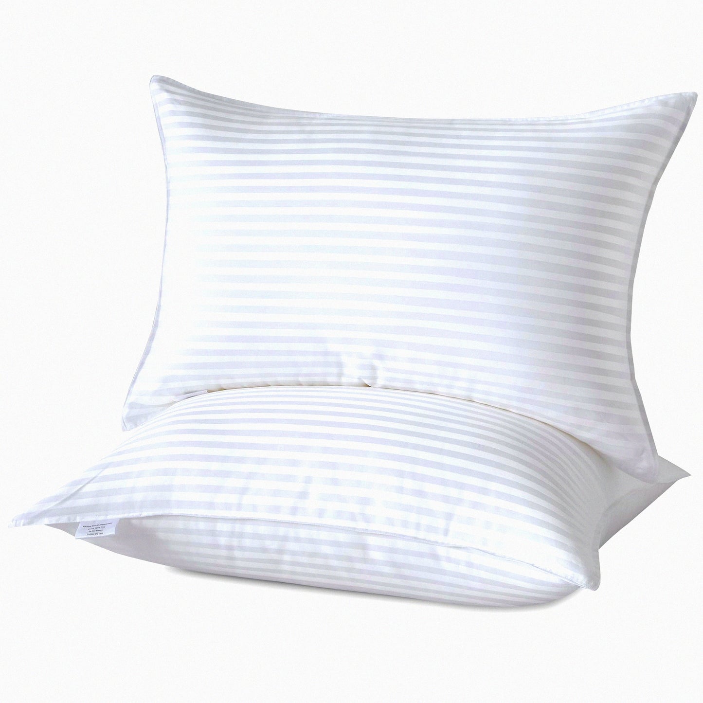 CoolDream Striped Queen Pillows - Set of 2 | Breathable Cotton Cover | Firm & Fluffy 3D Down Alternative | Side, Back, Stomach Sleepers | 20"x30"