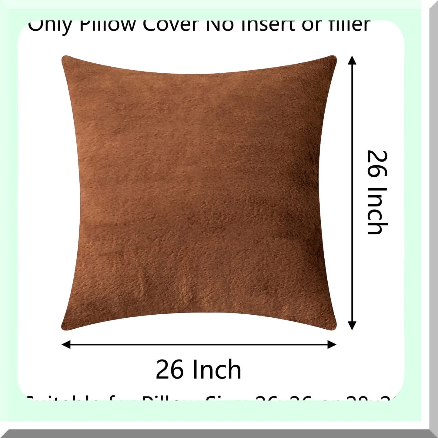 Brown Velvet Dream Pillow Covers - Set of 2 Euro Pillows 26x26 for Sofa & Couch Decor. Luxurious Accent Pillow Covers for Women & Girls, 26x26 inch
