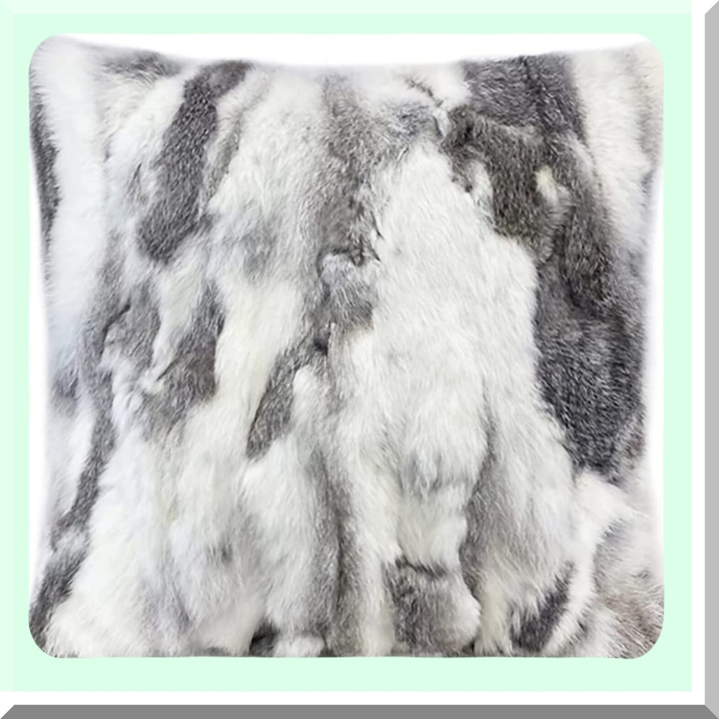 Luxury Rabbit Fur Pillowcase - Handcrafted Animal Cushion Cover for Home Living Room Bedroom Decor - Natural Grey Throw Pillow Covers 18 x 18