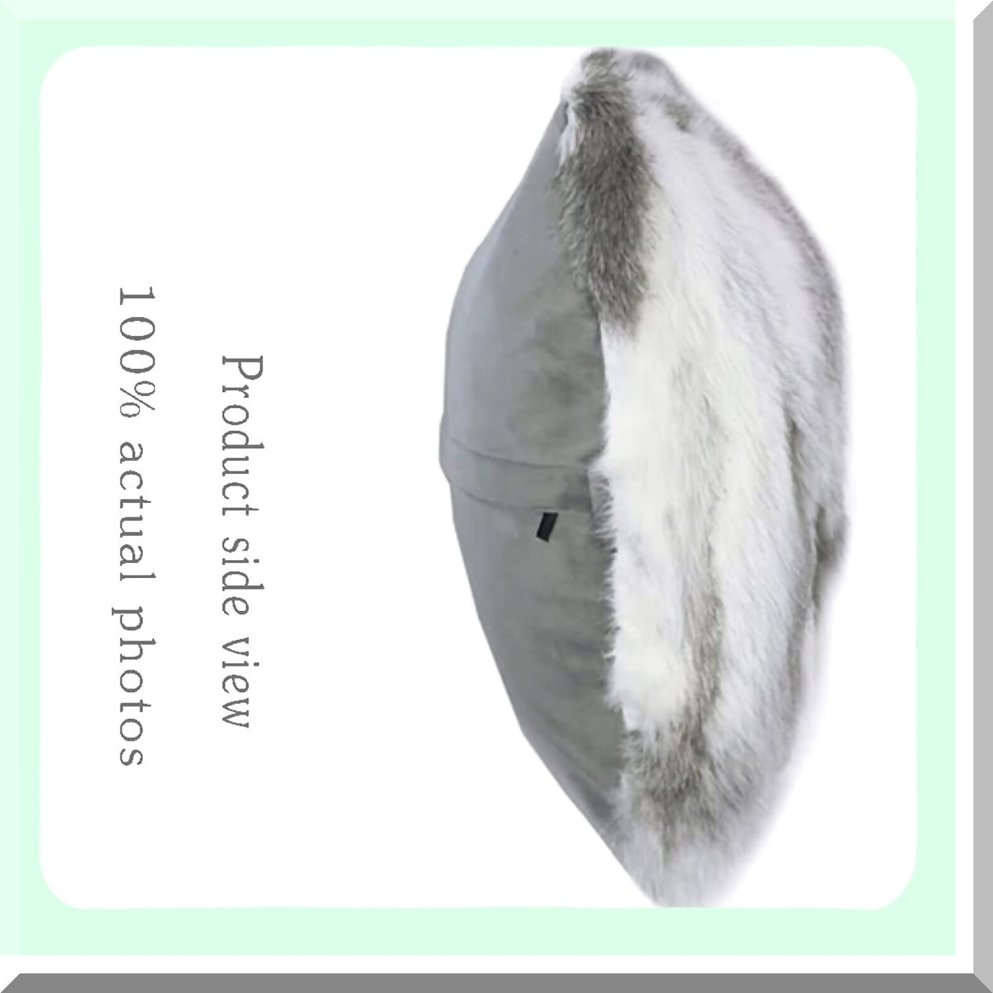Luxury Rabbit Fur Pillowcase - Handcrafted Animal Cushion Cover for Home Living Room Bedroom Decor - Natural Grey Throw Pillow Covers 18 x 18