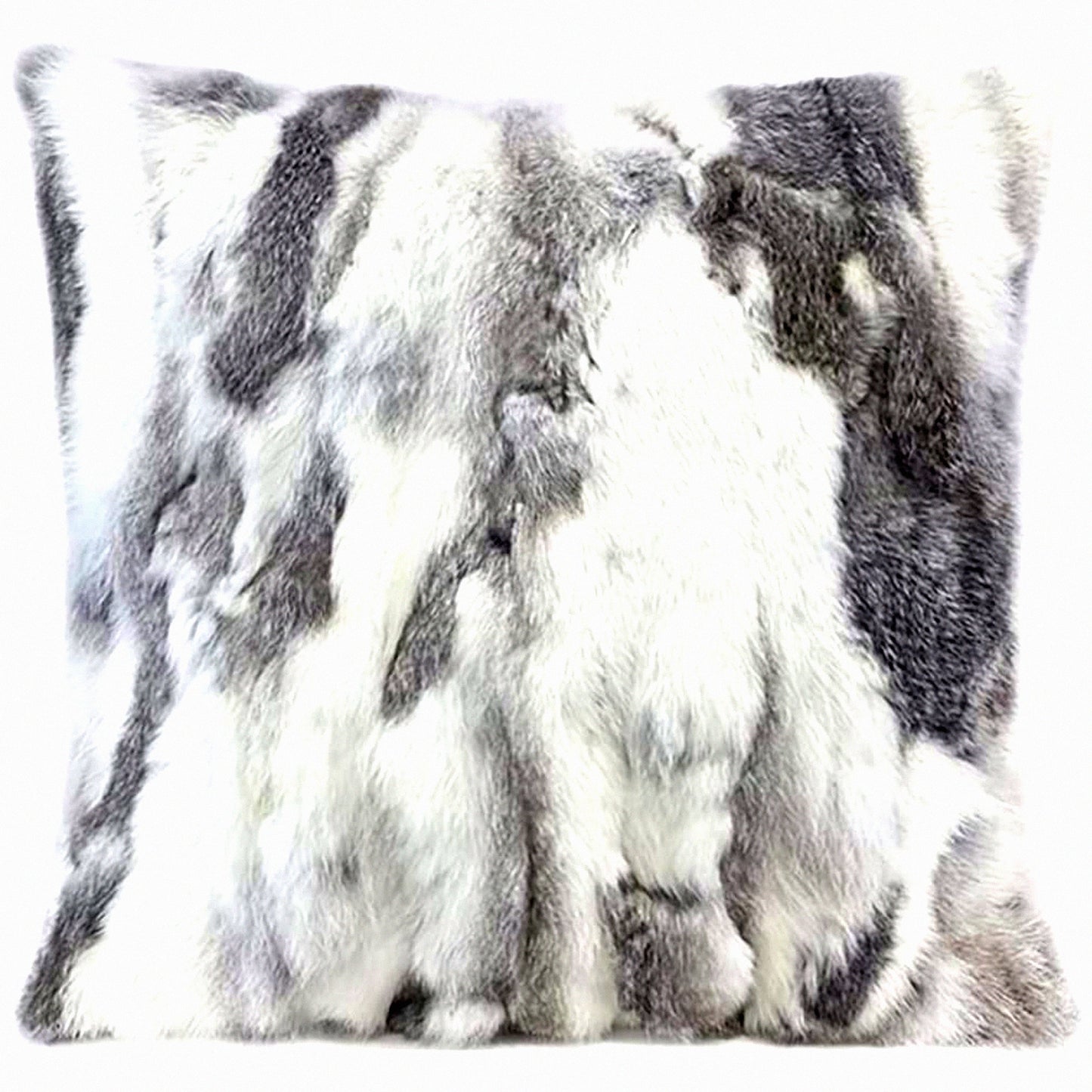 Luxury Rabbit Fur Pillowcase - Handcrafted Animal Cushion Cover for Home Living Room Bedroom Decor - Natural Grey Throw Pillow Covers 18 x 18