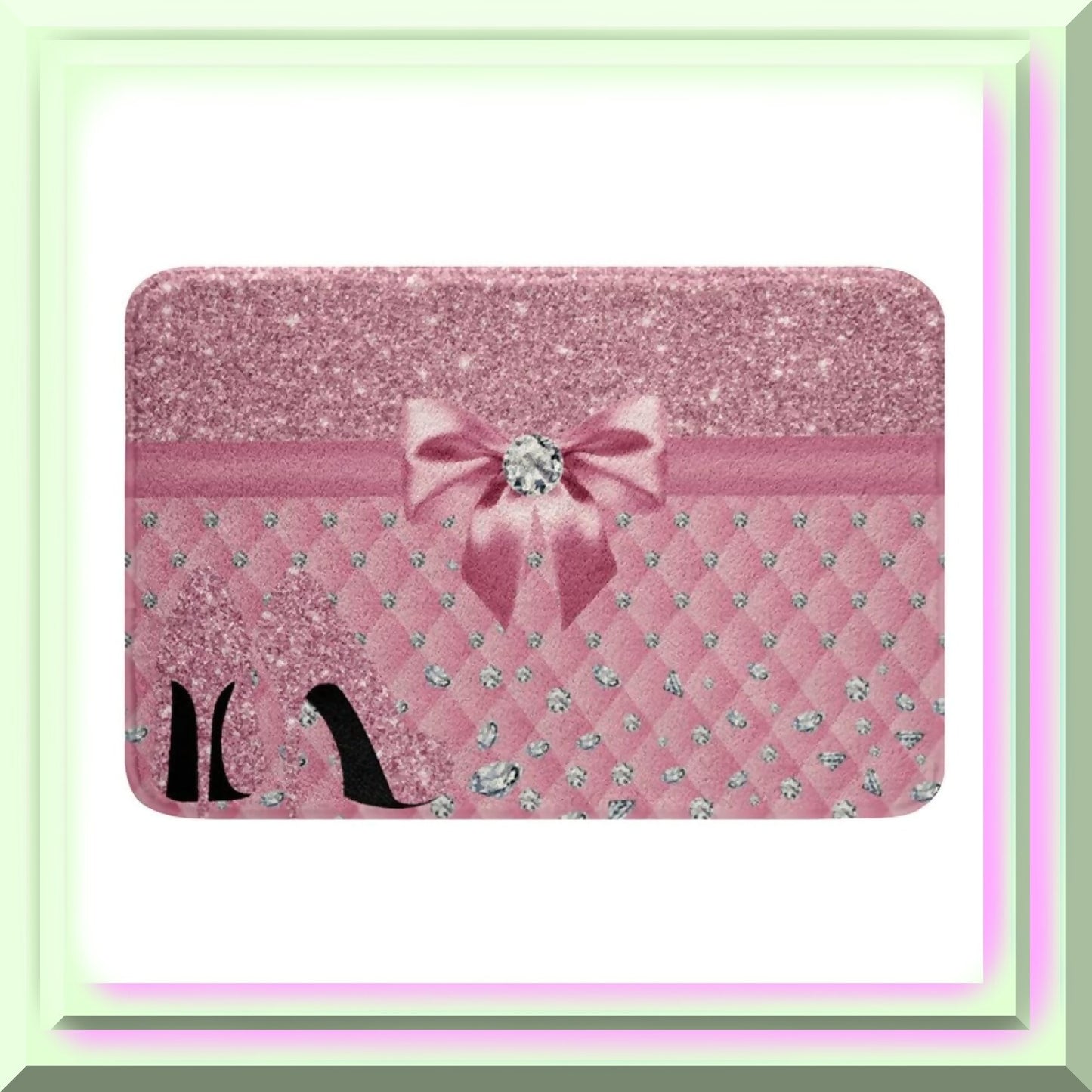 Pastel Pink Diamond Bathroom Rug 16"x24"