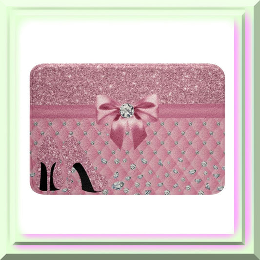 Pastel Pink Diamond Bathroom Rug 16"x24"
