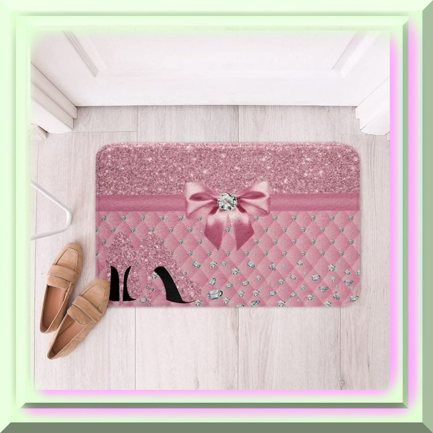 Pastel Pink Diamond Bathroom Rug 16"x24"